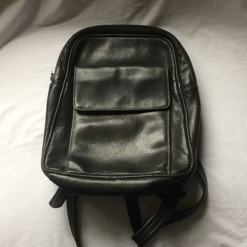 Large Black Tignanello Back Pack Shoulder Purse